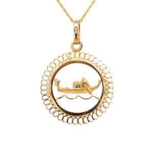 Estate Piece: 14k Yellow Gold Venetian Gondola Pendant