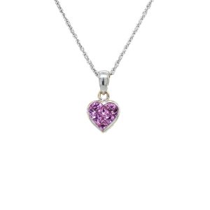 Estate Piece: 18k White Gold Pink Sapphire Heart Pendant
