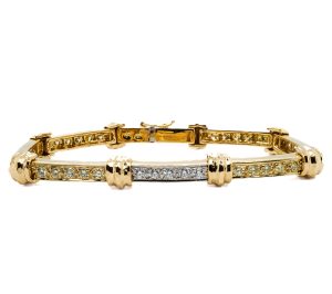 Estate Piece: 18k Two Tone Gold White and Yellow Diamond Bracelet