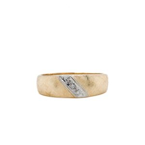 Estate Piece: 14k Two Tone Gold Diamond Textured Men's Ring