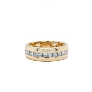 Estate Piece: 14k Yellow Gold Diamond Princess Cut Channel Band