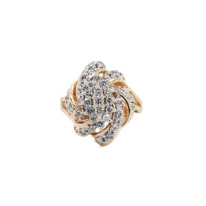 Estate Piece: 14k Yellow Gold Diamond Cluster Swirl Ring