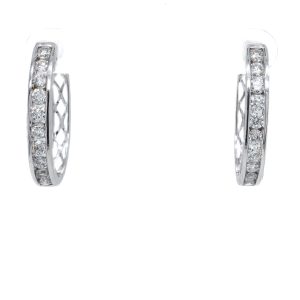 Estate Piece: 14k White Gold Diamond Channel Hoop Earrings