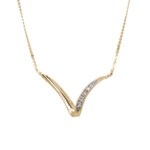 Estate Piece: 14k Yellow Gold Diamond V Necklace