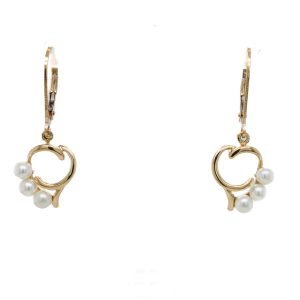 Estate Piece: 14k Yellow Gold Pearl Dangle Earrings