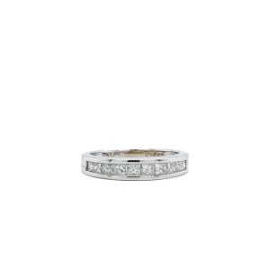 Estate Piece: 14k White Gold Diamond Princess Cut Channel Band