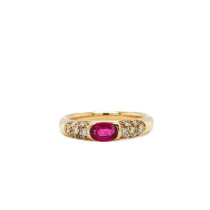 Estate Piece: 18k Yellow Gold Ruby and Diamond Ring