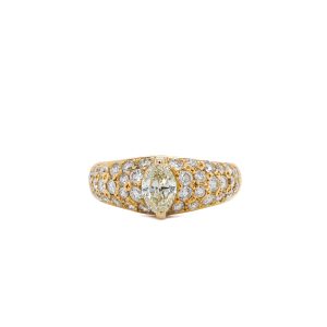 Estate Piece: 18k Yellow Gold Diamond Marquise Pave Ring