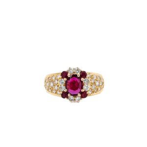 Estate Piece: 18k Yellow Gold Ruby and Diamond Ring