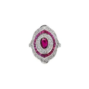 Estate Piece: 18k White Gold Ruby and Diamond Ring