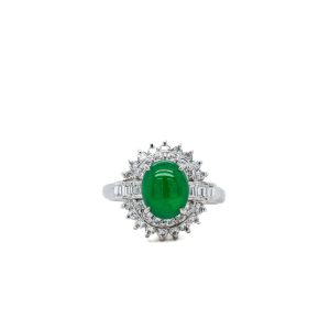 Estate Piece: Platinum Jadeite and Diamond Ring