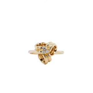 Estate Piece: 14k Yellow Gold Diamond Knot Ring