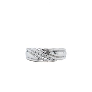 Estate Piece: 10k White Gold Diamond Swirl Band