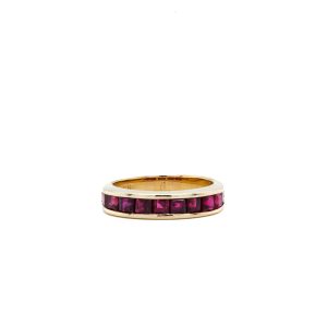 Estate Piece: 14k Yellow Gold Ruby Channel Band