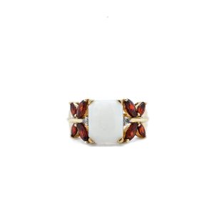Estate Piece: 10k Yellow Gold Opal and Garnet Ring