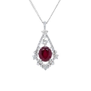 Estate Piece: Platinum Ruby and Diamond Pendant