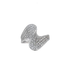Estate Piece: 18k White Gold Diamond Wave Ring
