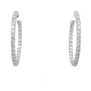 Estate Piece: 14k White Gold Diamond Inside-Out Hoop Earrings