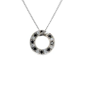 Estate Piece: 14k White Gold Black and White Diamond Pendant