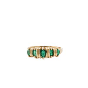 Estate Piece: 14k Yellow Gold Emerald Marquise Band