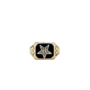 Estate Piece: 10k Yellow Gold Onyx Masonic Ring