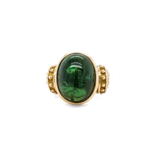Estate Piece: 14k Yellow Gold Green Tourmaline Ring