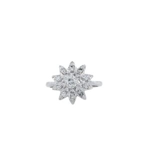 Estate Piece: 14k White Gold Diamond Floral Ring