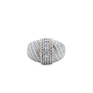 Estate Piece: Sterling Silver Cubic Zirconia Dome Ring