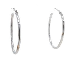 Estate Piece: 14k White Gold Oval Hoop Earrings