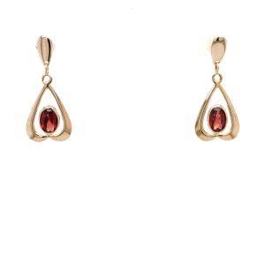 Estate Piece: 14k Yellow Gold Garnet Dangle Earrings