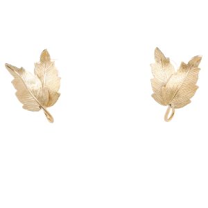 Estate Piece: 14k Yellow Gold Non-Pierced Leaf Earrings