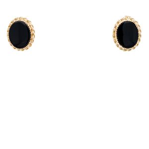 Estate Piece: 14k Yellow Gold Onyx Stud Earrings