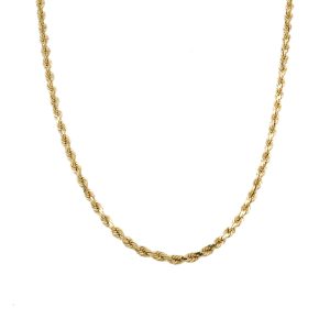 Estate Piece: 14k Yellow Gold 24 Inch Diamond-Cut Rope Chain