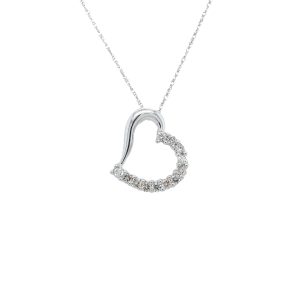 Estate Piece: 14k White Gold Diamond Heart Pendant