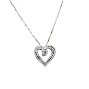 Estate Piece: 10k Two Tone Gold Diamond Reversible Heart Slide Pendant