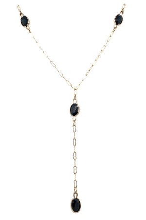 Estate Piece: 10k Yellow Gold Sapphire "Y" Necklace