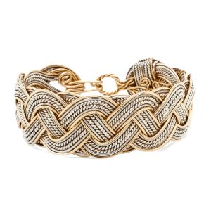 Estate Piece: Sterling Silver/14k Yellow Gold Filled Woven Cuff Bracelet