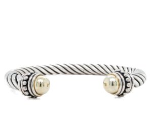 Estate Piece: Sterling Silver/Yellow Gold Plated Cuff Bracelet