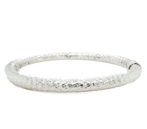 Estate Piece: Sterling Silver Diamond-Cut Hinged Bangle Bracelet
