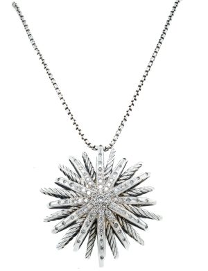 Estate Piece: David Yurman Sterling Silver Diamond Starburst Pendant