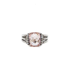 Estate Piece: Sterling Silver David Yurman Morganite and Diamond Ring