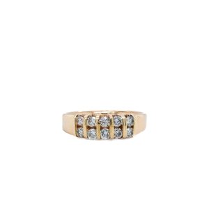 Estate Piece: 14k Yellow Gold Diamond Bar Ring