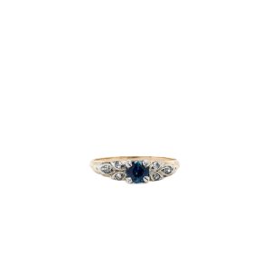 Estate Piece: 10k Two Tone Gold Sapphire and Diamond Ring