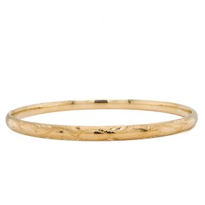 Estate Piece: 14k Yellow Gold Textured Hinged Bangle Bracelet