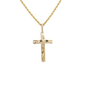 Estate Piece: 14k Yellow Gold Textured Cross Pendant