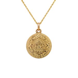 Estate Piece: 18k Yellow Gold Mayan Calendar Pendant