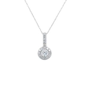 Estate Piece: 14k White Gold Diamond Halo Pendant